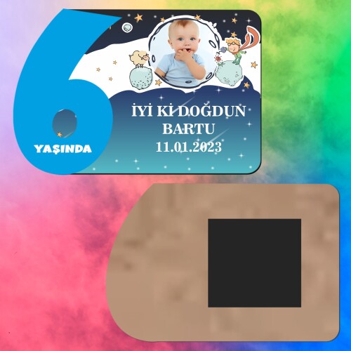 Küçük Prens 6 Yaş Erkek Çocuk Ahşap Mavi Rakam Magnet