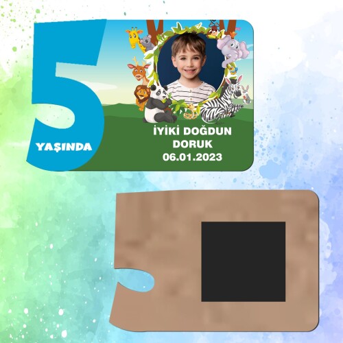 Safari Temalı 5 Yaşında Erkek Çocuk Magnet Ahşap