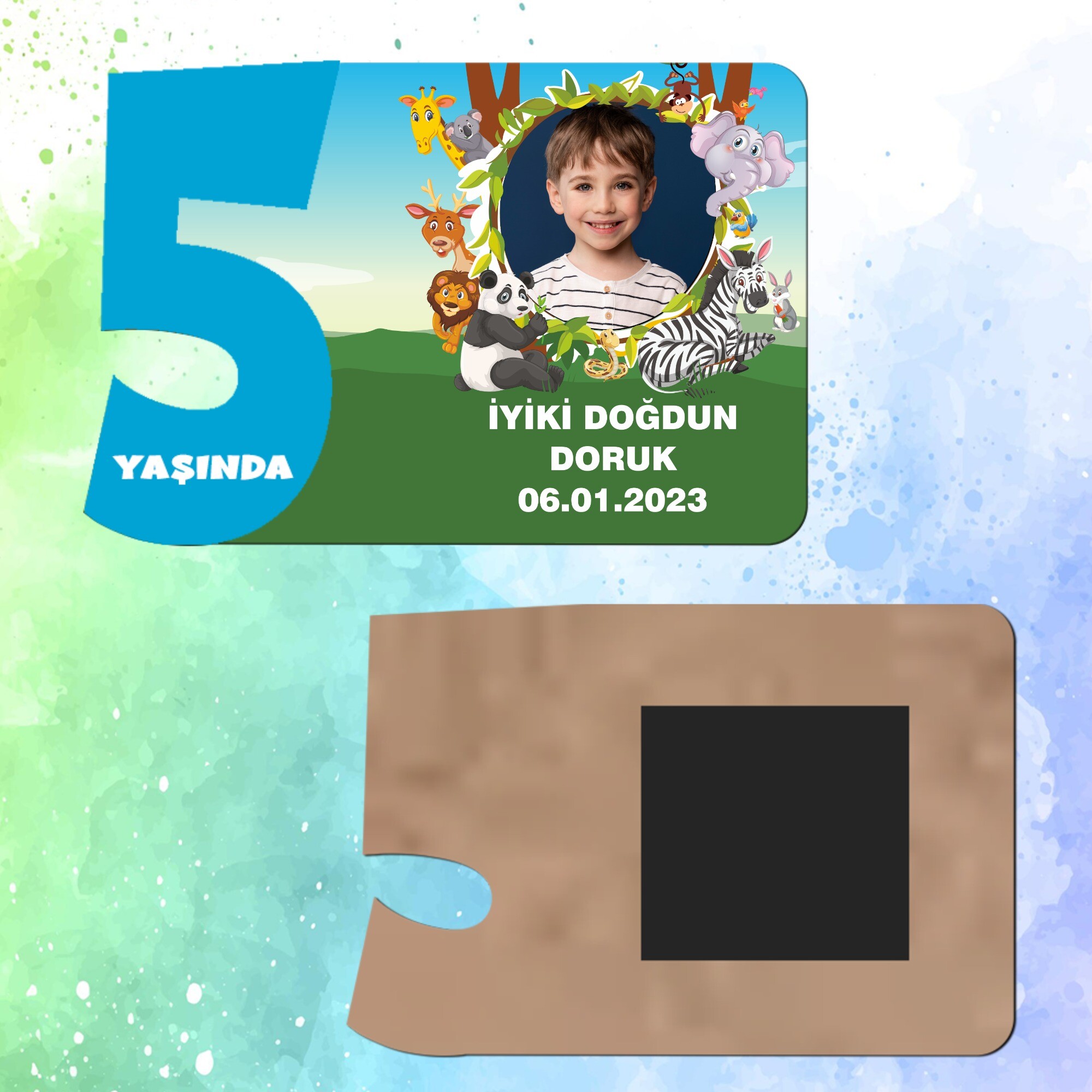 Safari Temalı 5 Yaşında Erkek Çocuk Magnet Ahşap