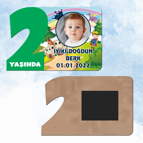 Prens Tasarım Yeşil Rakamlı 2 Yaş Hediye Ahşap Magnet