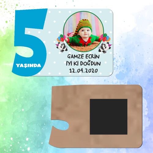 Panda Temalı 5 Yaşında Erkek Çocuk Magnet Ahşap