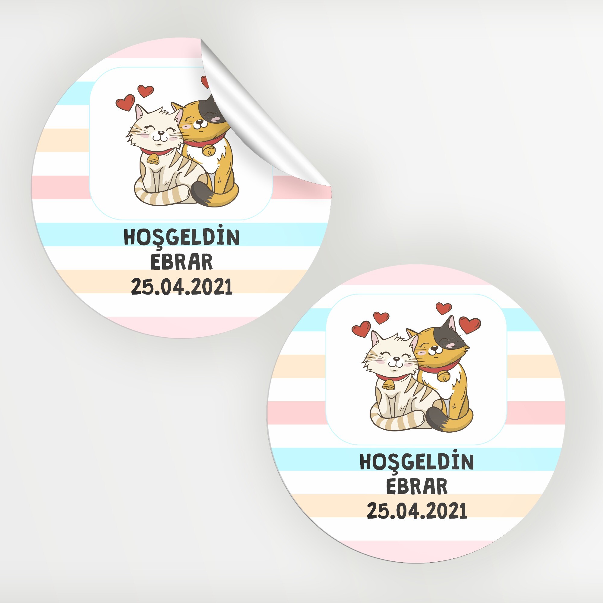 Sevimli Kediler Bebek Sticker Etiket