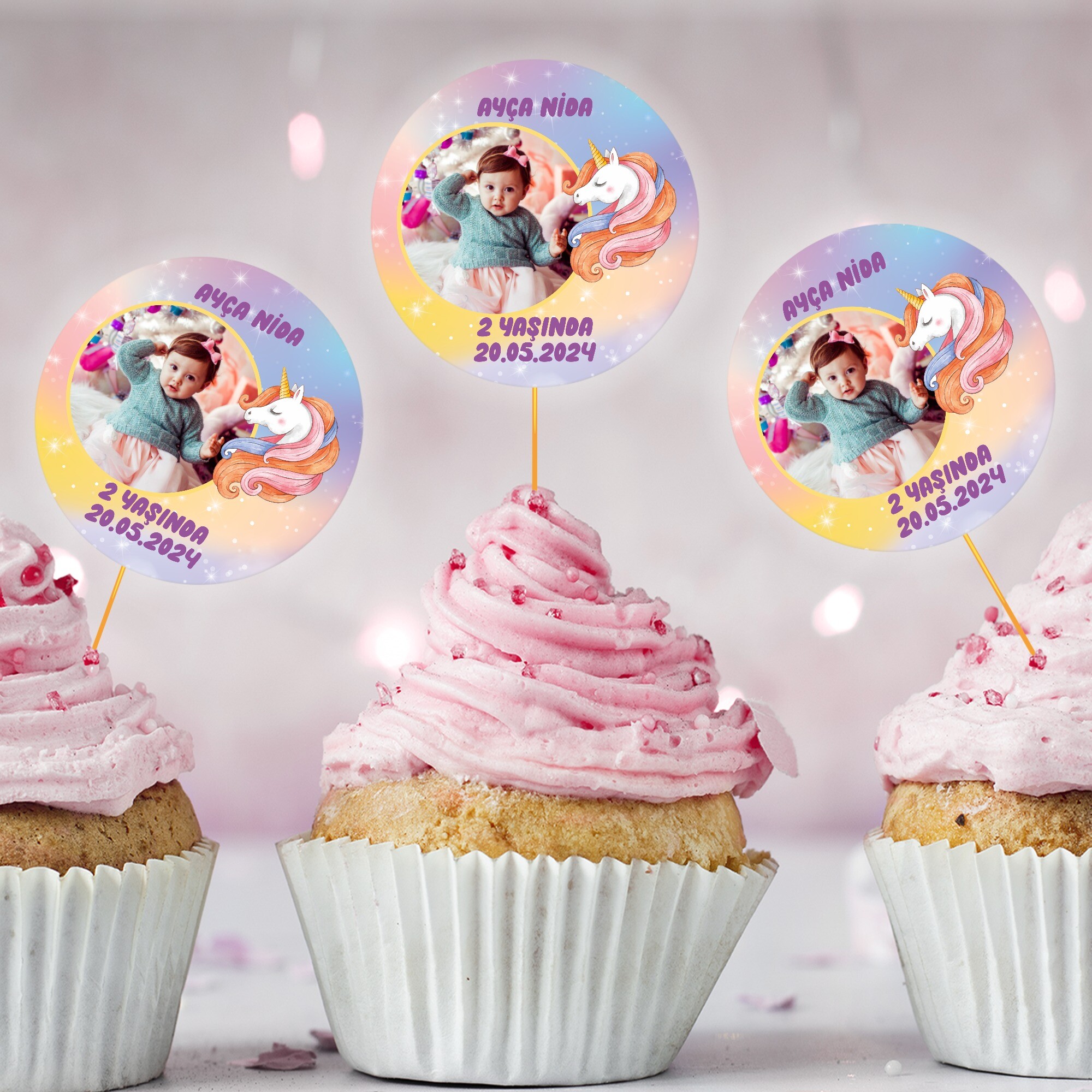 Unicorn Cup Cake Kürdan Süs