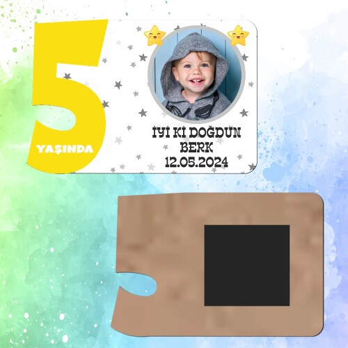 Star Temalı 5 Yaşında Magnet Sarı Rakam