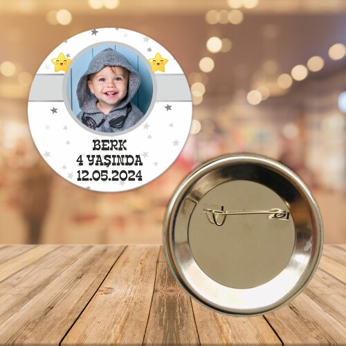 Star Temalı İğneli Buton Rozet