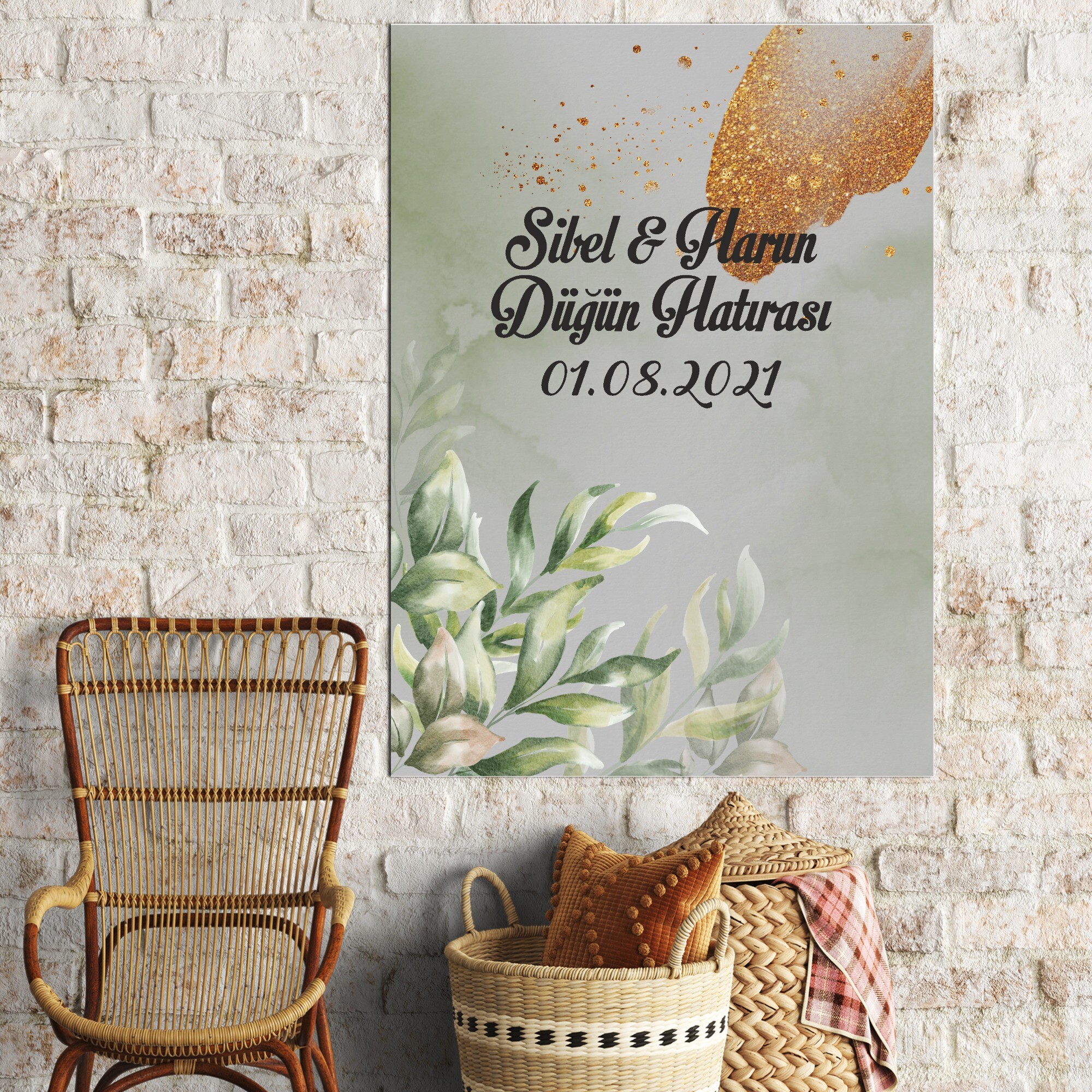 Mutluluk Temalı Kına Düğün Karşılama Posteri