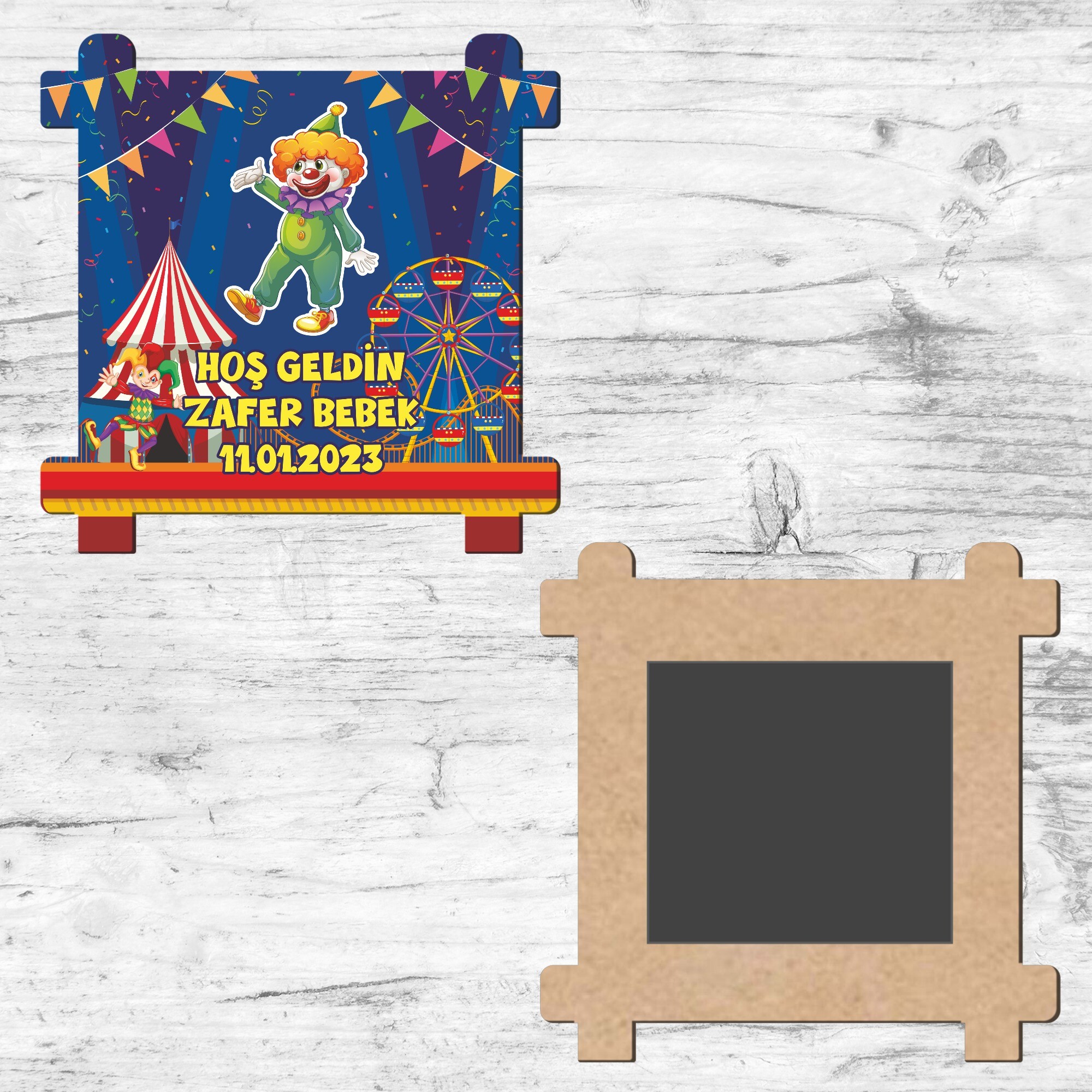 Palyaço Temalı Ahşap Çit Magnet