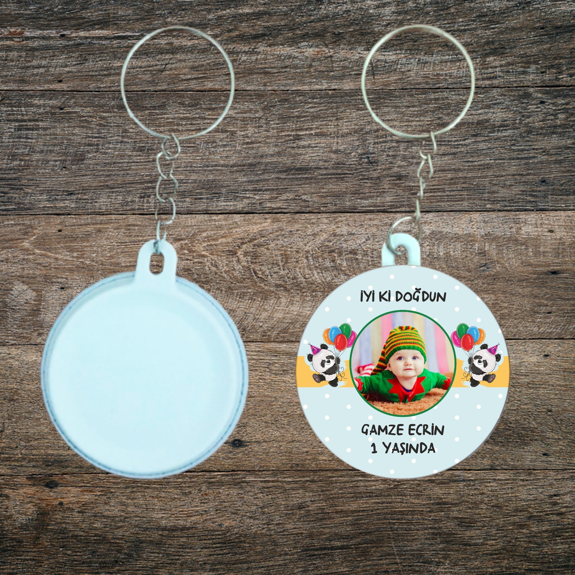 Panda Temalı Doğum Günü Anahtarlığı Plastik
