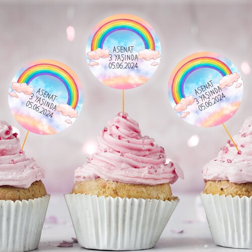 Gökkuşağı Temalı CupCake Kürdan