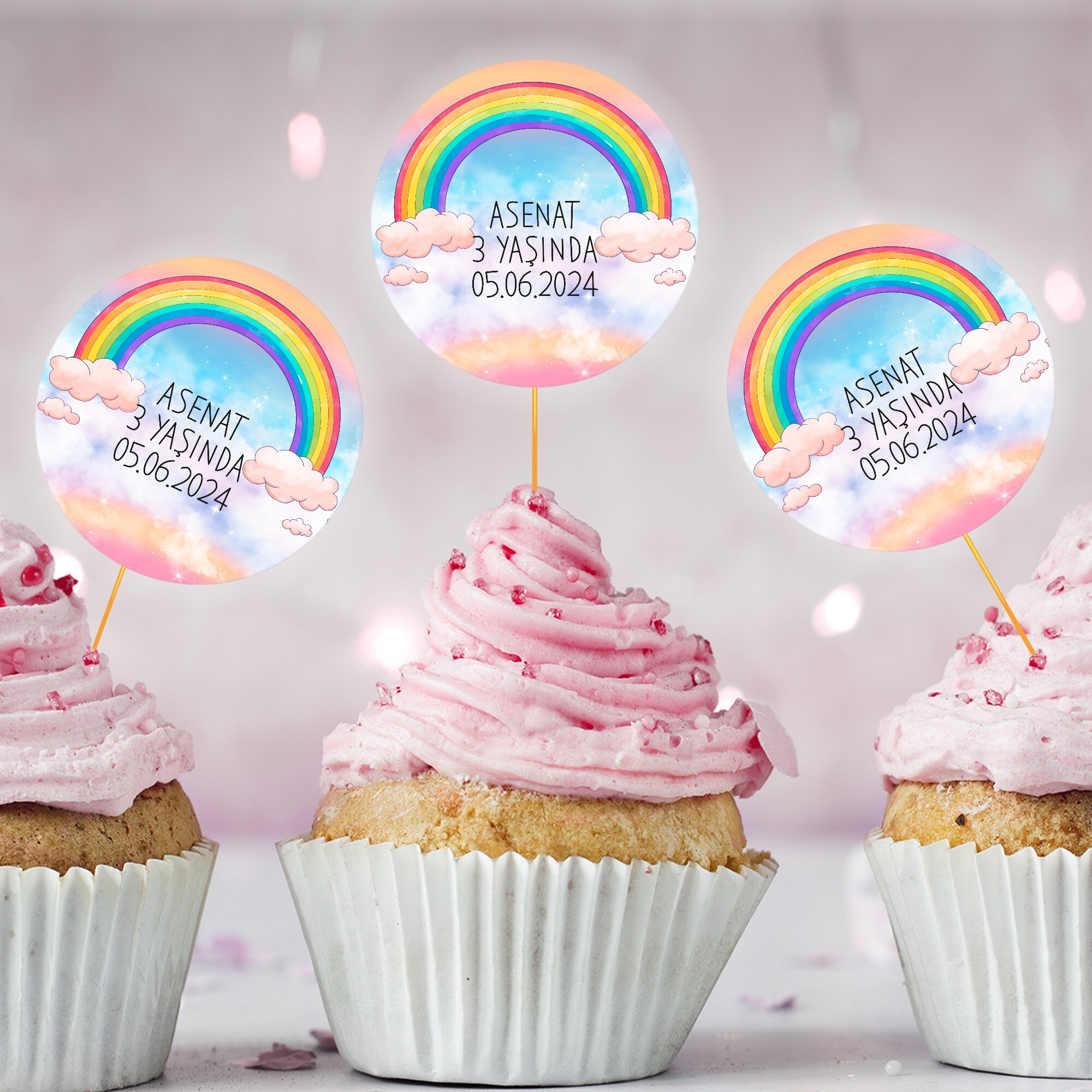Gökkuşağı Temalı CupCake Kürdan