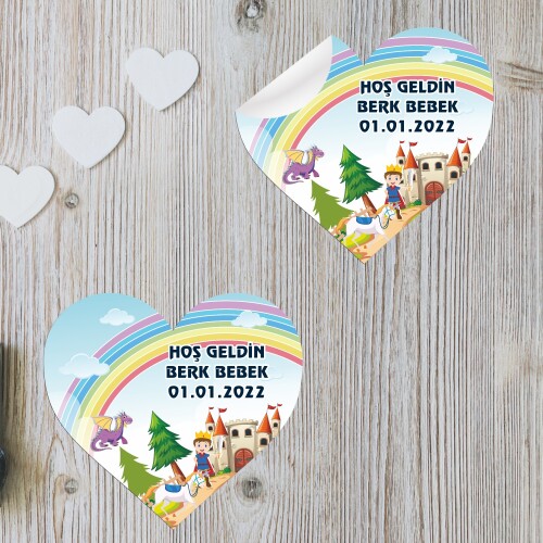 Prens Tasarım Kalp Şeklinde Sticker Etiket
