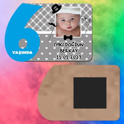 Little Man Küçük Adam 6 Yaş Erkek Çocuk Ahşap Mavi Rakam Magnet
