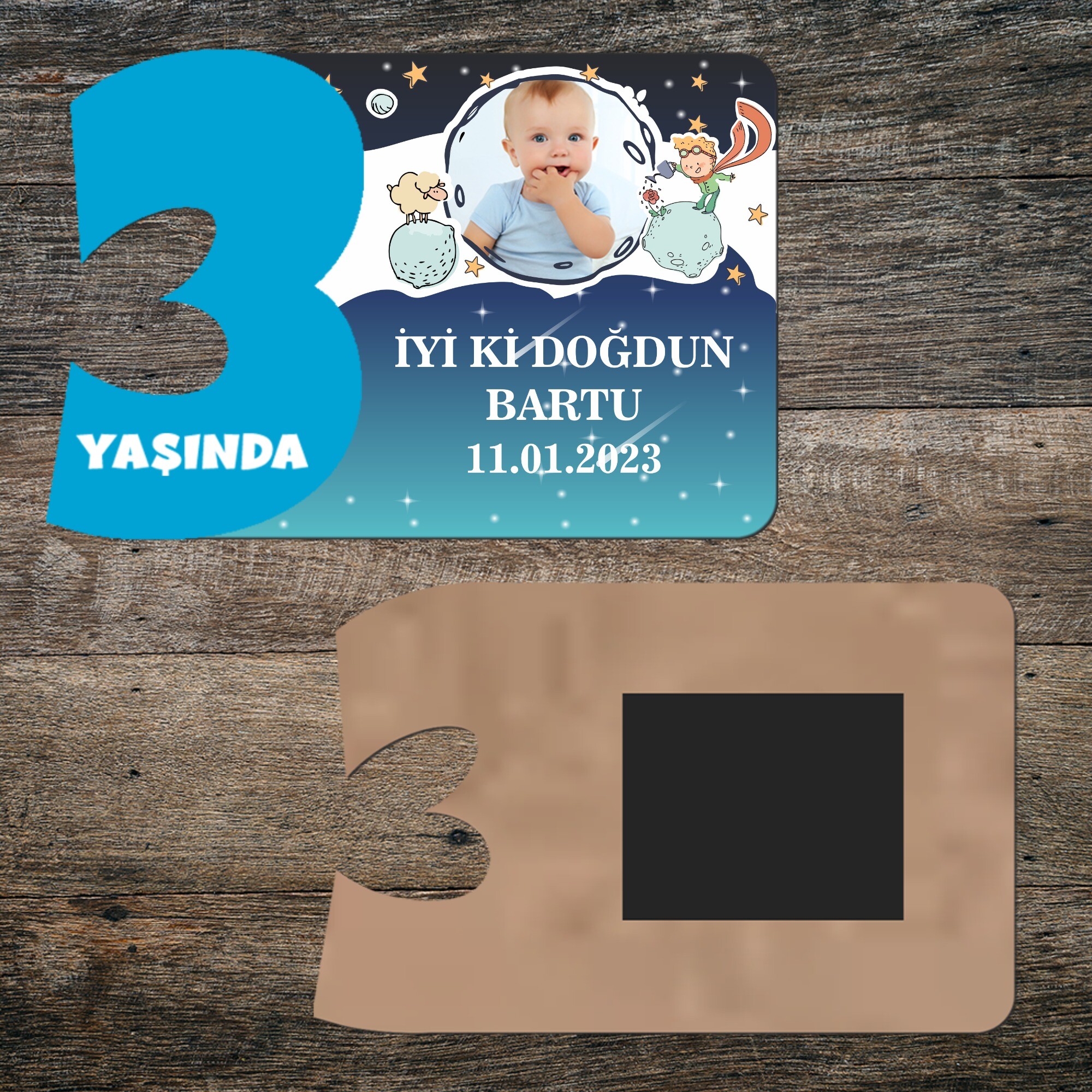 Küçük Prens 3 Yaş İçin Mavi Rakamlı Yaş Magneti