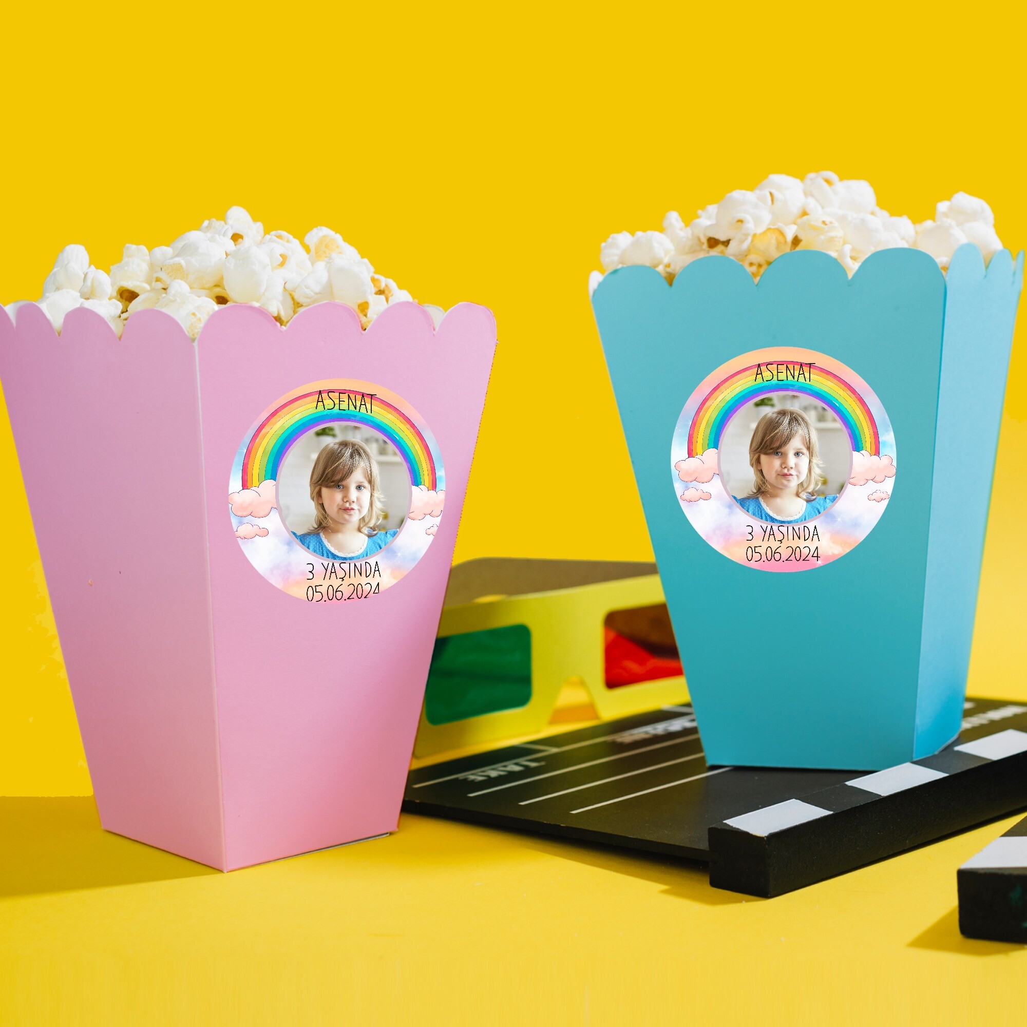 Gökkuşağı Temalı Popcorn Kutusu