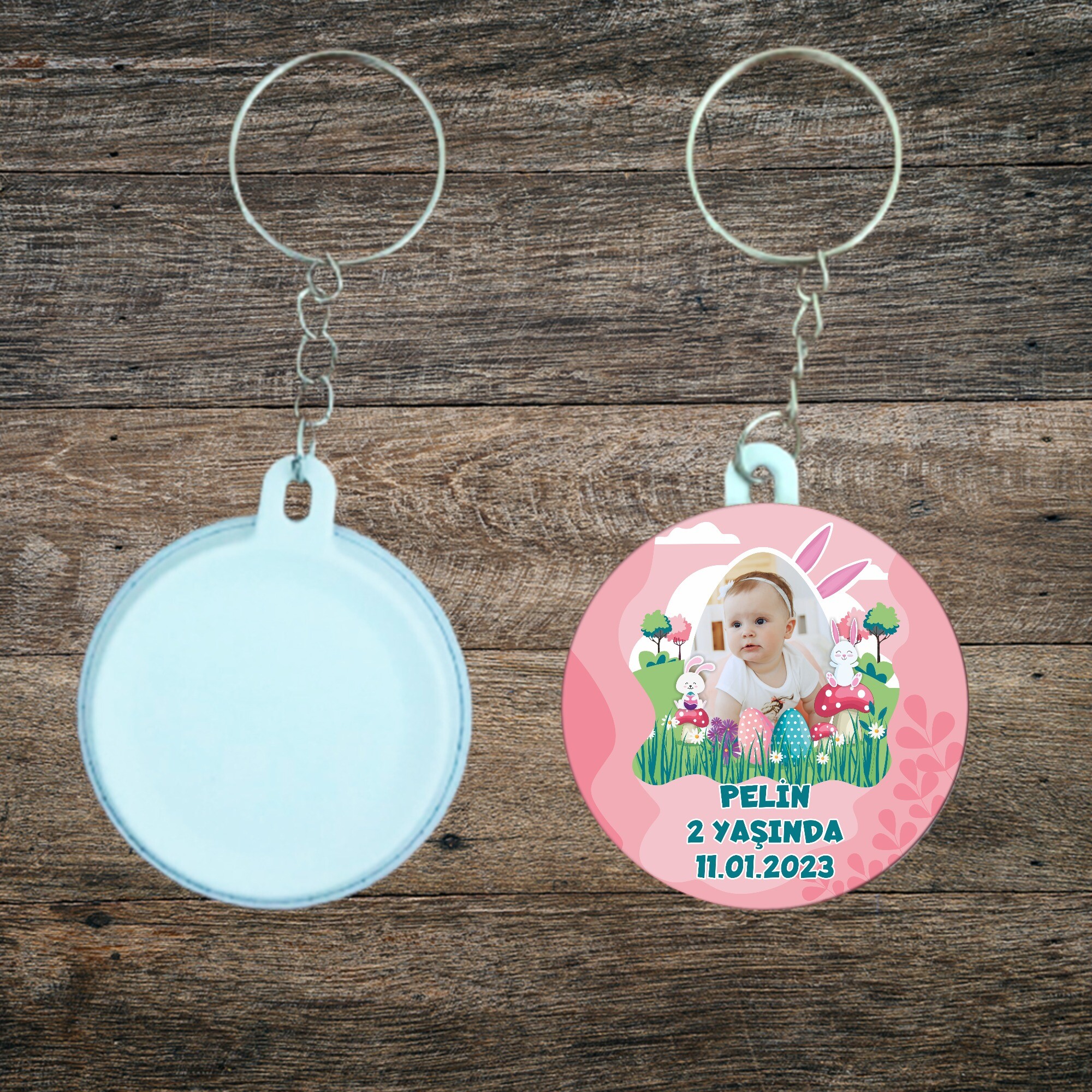 Tavşan Kız Temalı Doğum Günü Anahtarlığı Plastik