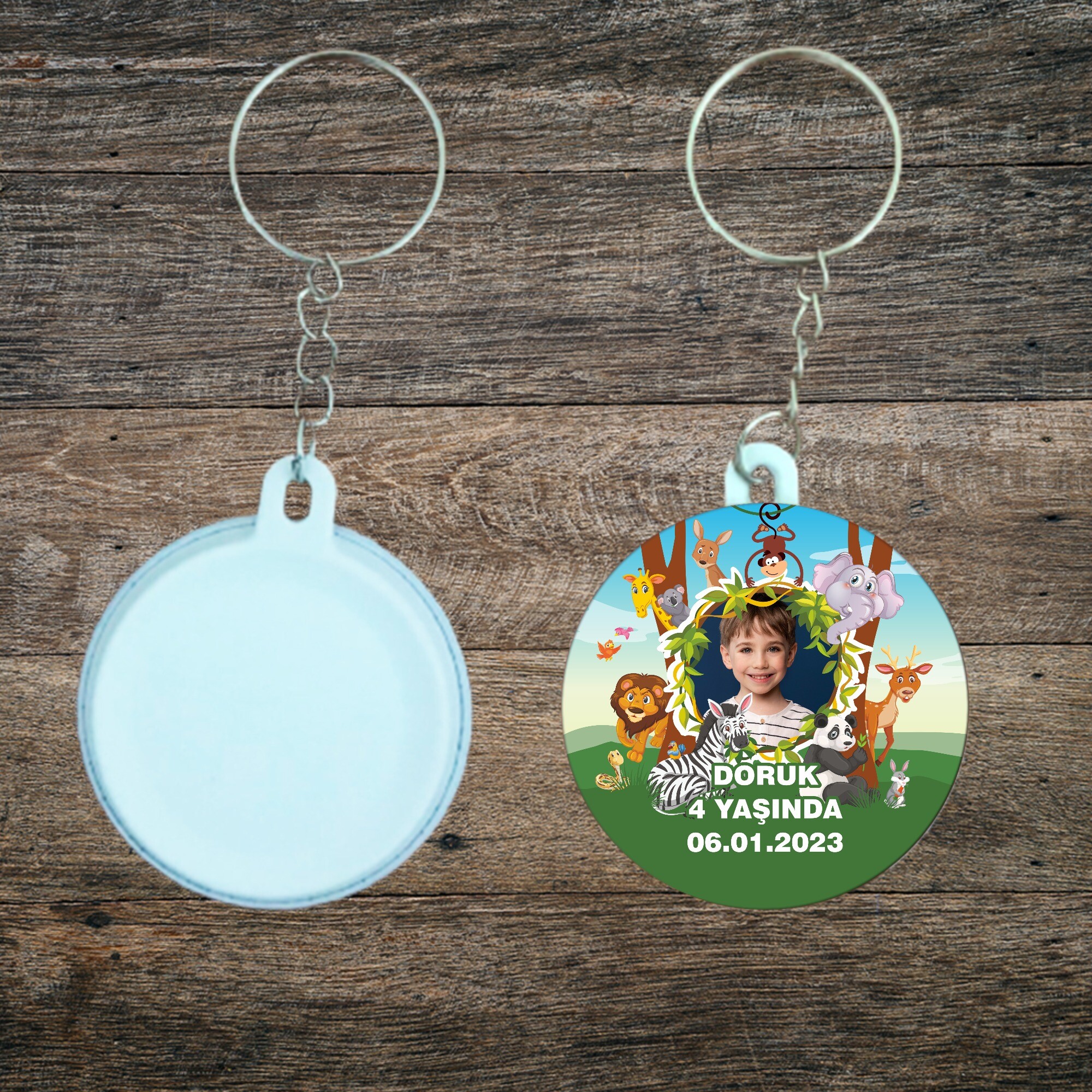 Safari Temalı Doğum Günü Anahtarlığı Plastik
