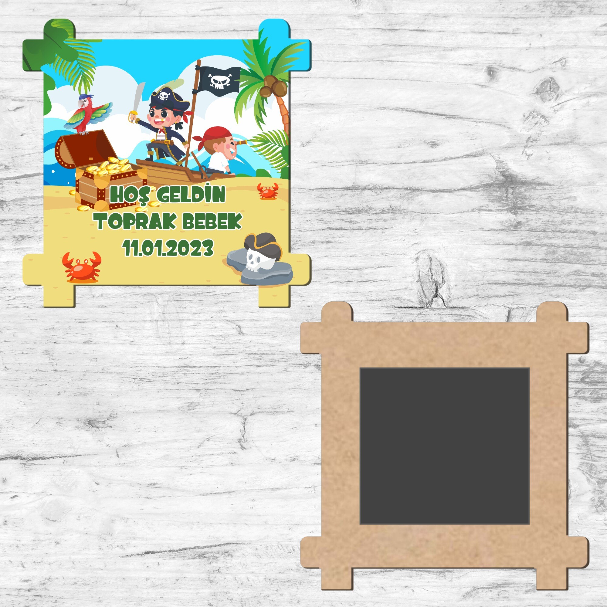 Korsan Temalı Ahşap Çit Magnet