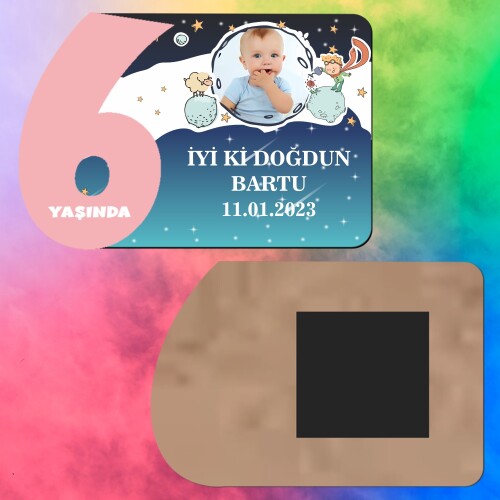 Küçük Prens 6 Yaş Kız Çocuk Ahşap Pembe Rakam Magnet