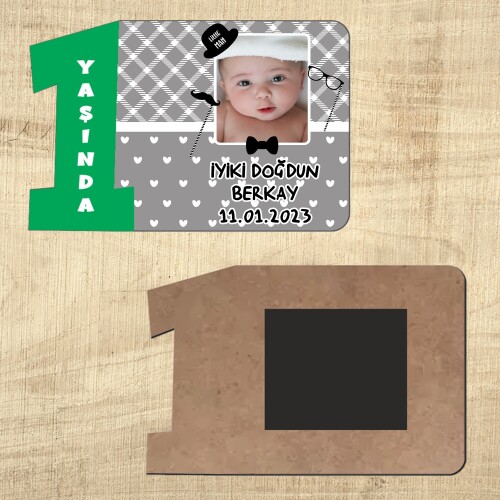 Little Man Küçük Adam 1. Yaş İçin Ahşap Yeşil Rakam Magnet