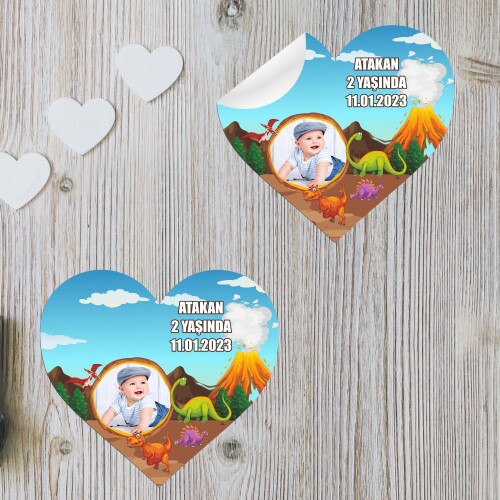 Dinazor Temalı Kalp Etiket