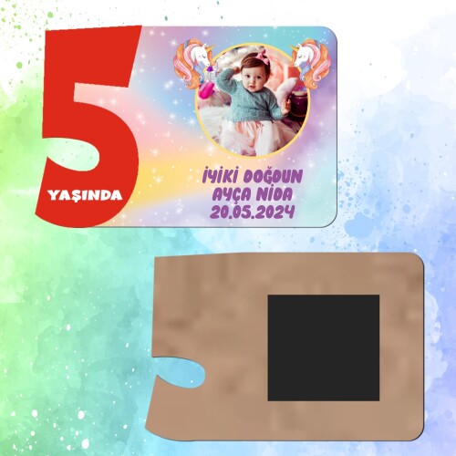 Unicorn 5 Yaş İçin Ahşap Magnet Kırmızı Model