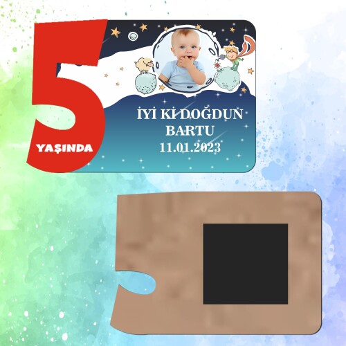 Küçük Prens 5 Yaş İçin Ahşap Magnet Kırmızı Model
