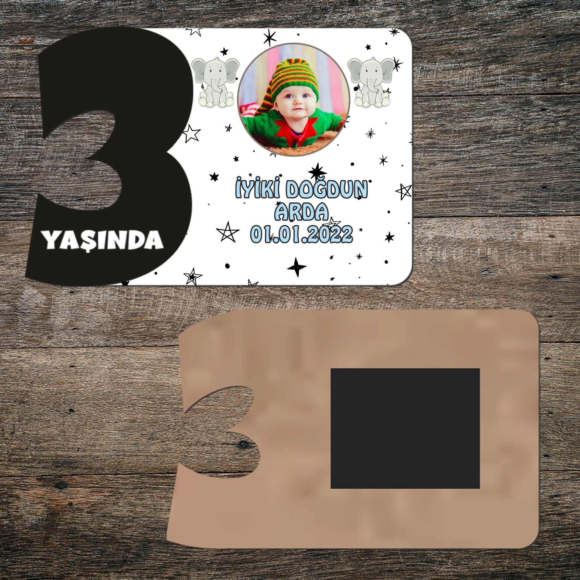 Sevimli Filli 3 Rakamlı Hatıra Magnet Siyah
