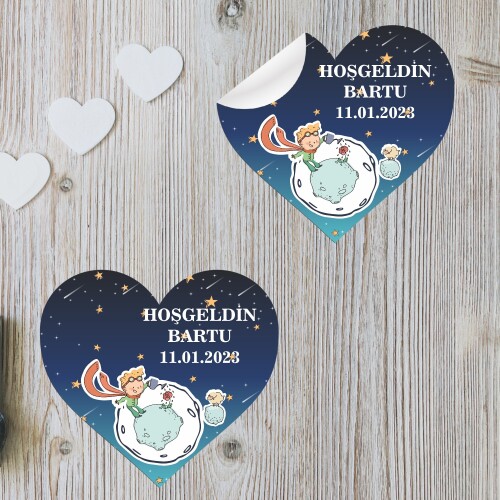 Küçük Prens Kalp Şeklinde Sticker Etiket