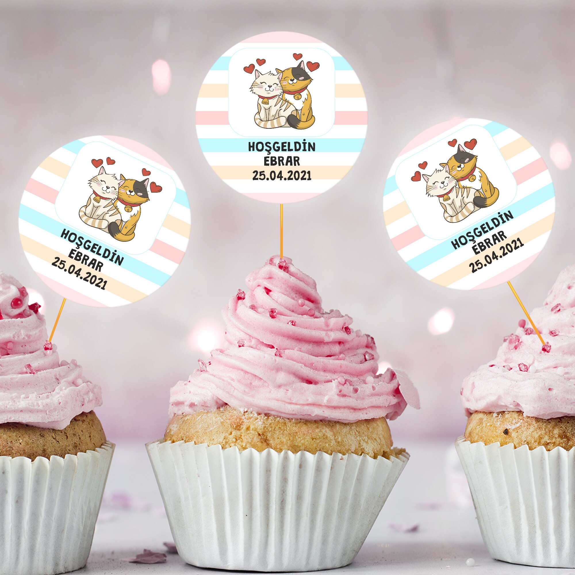 Sevimli Kediler CupCake Kürdan