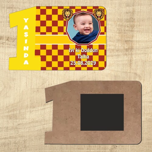 Aslan Cimbomlu Sarı Rakamlı 1 Yaşında Magnet Ahşap