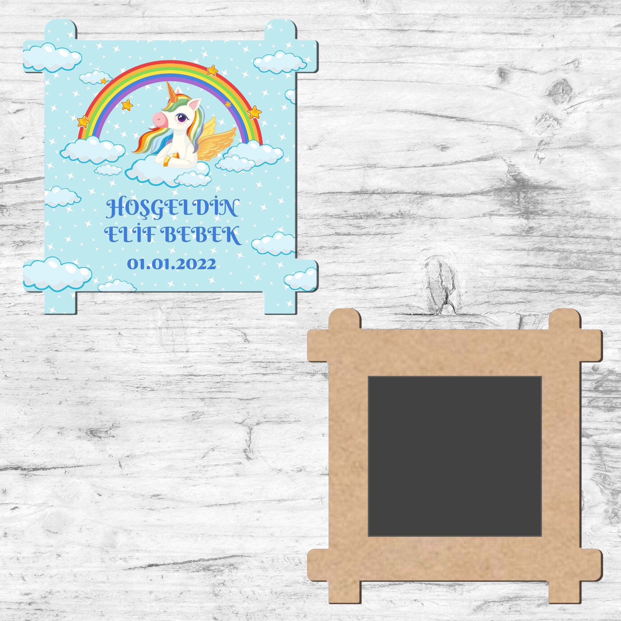 Unicornlu Ahşap Çit Magnet