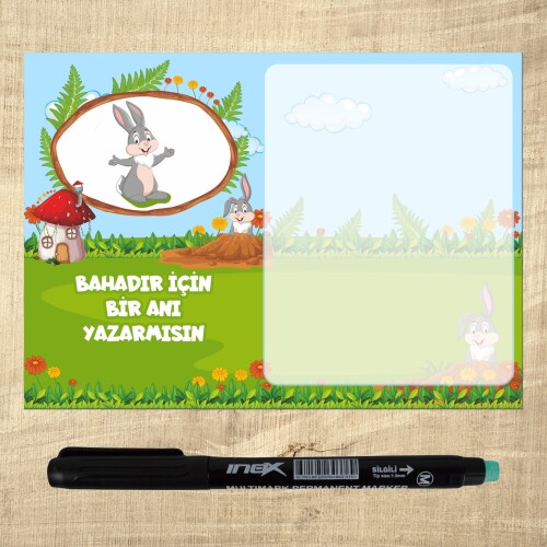 Sevimli Tavşan Kalemli Notluk Magnet