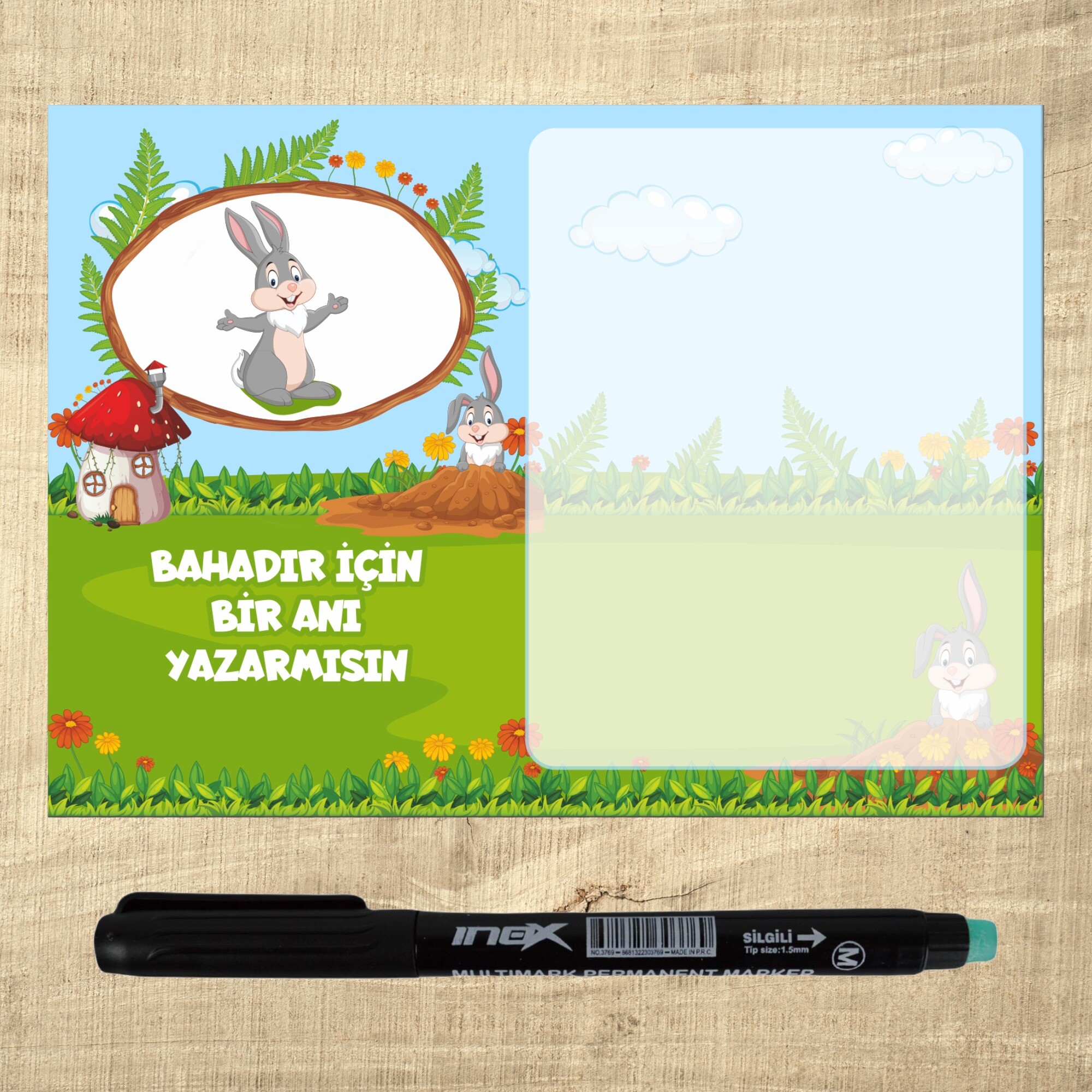 Sevimli Tavşan Kalemli Notluk Magnet