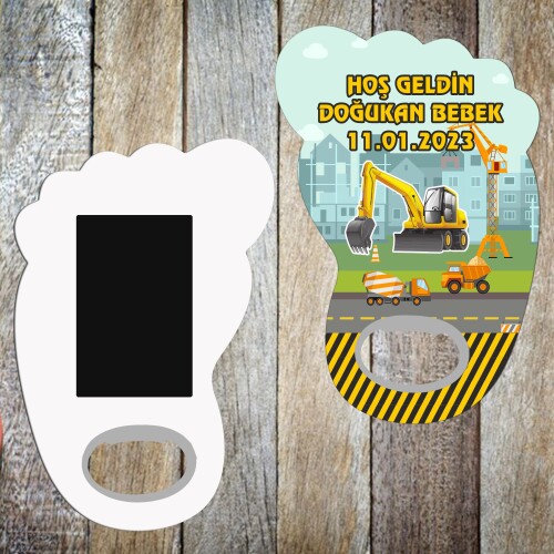 İş Makinaları Tasarımlı Bebek Ayağı Magnet Açacak