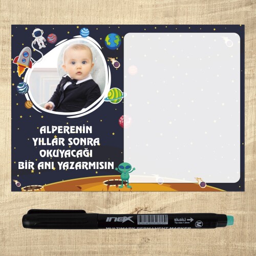 Uzay Temalı Kalemli Magnet Notluk