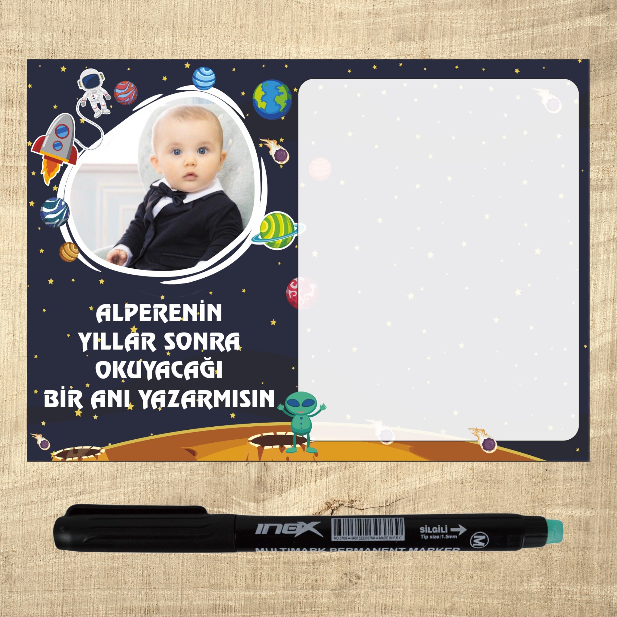Uzay Temalı Kalemli Magnet Notluk