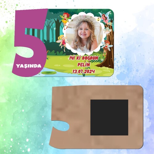 Peri Kızlar Mor Rakamlı 5 Yaşında Magnet Ahşap