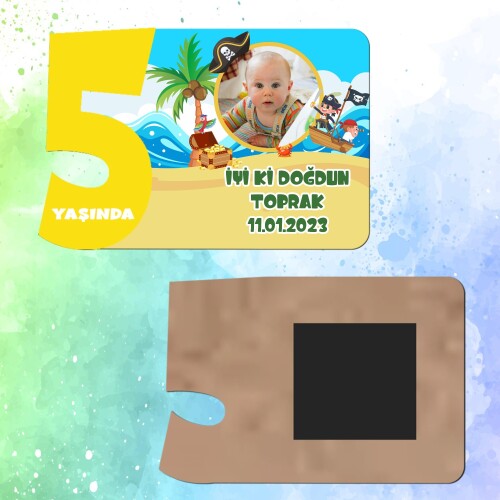 Korsan Temalı 5 Yaşında Magnet Sarı Rakam