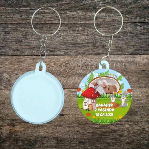 Sevimli Tavşan Doğum Günü Anahtarlığı Plastik