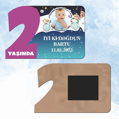 Küçük Prens Mor Rakam 2 Yaşında Ahşap Hediye Magnet