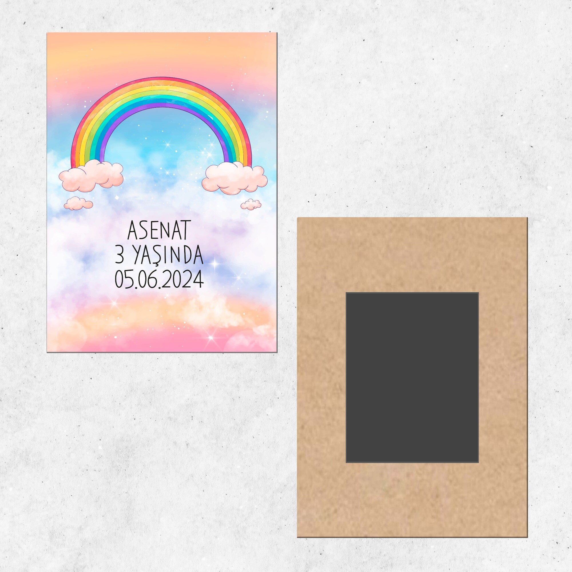 Gökkuşağı Temalı Ahşap Hediye Magnet