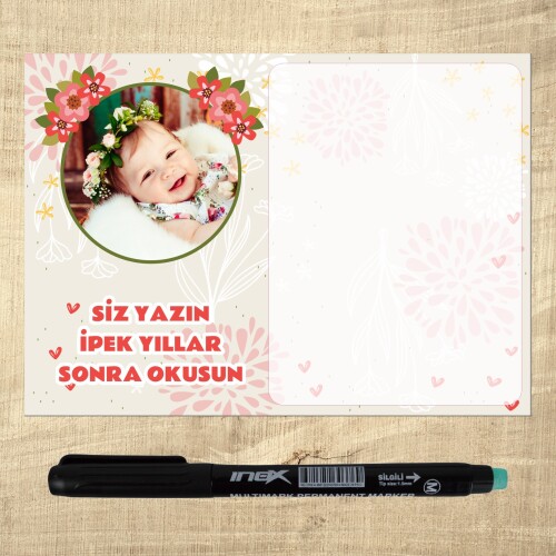 Çiçekli Kalemli Magnet Notluk
