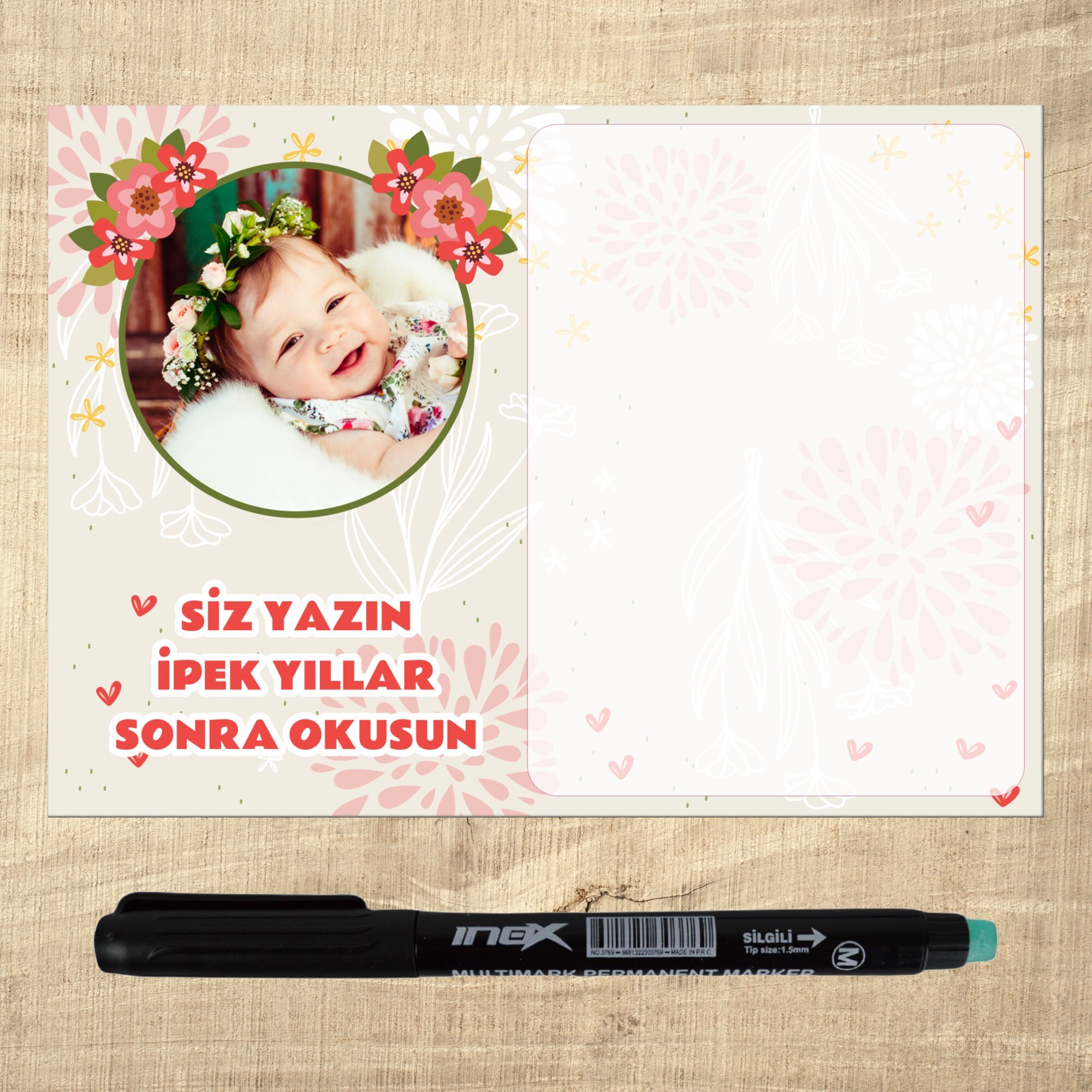 Çiçekli Kalemli Magnet Notluk