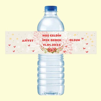 Çiçekli Küçük Su Etiketi 500ML