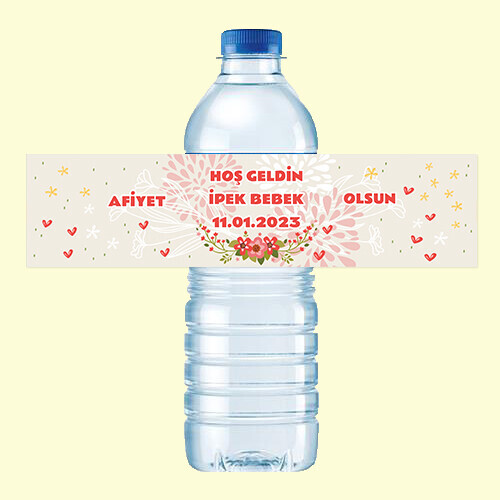 Çiçekli Küçük Su Etiketi 500ML