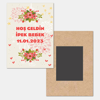 Çiçekli Ahşap Hediye Magnet