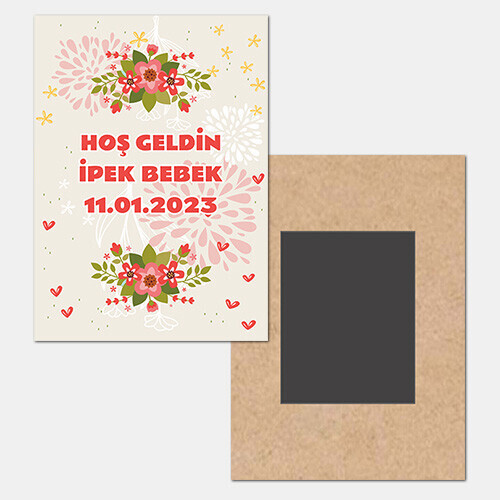 Çiçekli Ahşap Hediye Magnet