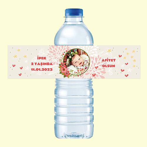 Çiçekli 500ML Su Sargısı Etiketi