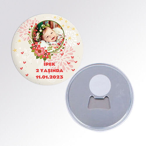 Çiçekli Açacaklı Buton Magnet