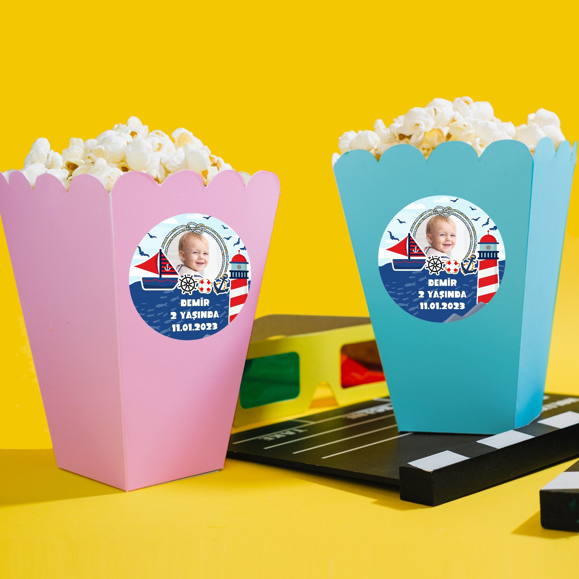Denizci Teması Popcorn Kutusu